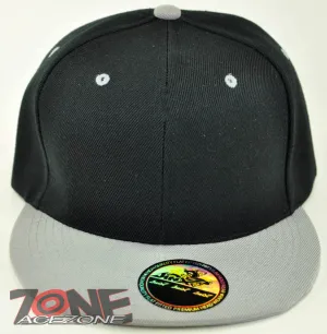 NEW! FLAT BILL SNAPBACK BALL SPORT CAP HAT BLACK GRAY