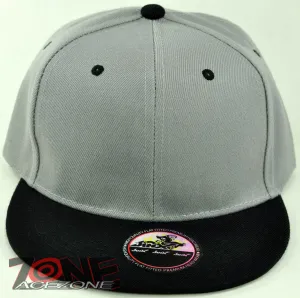NEW! FLAT BILL SNAPBACK BALL SPORT CAP HAT GRAY BLACK