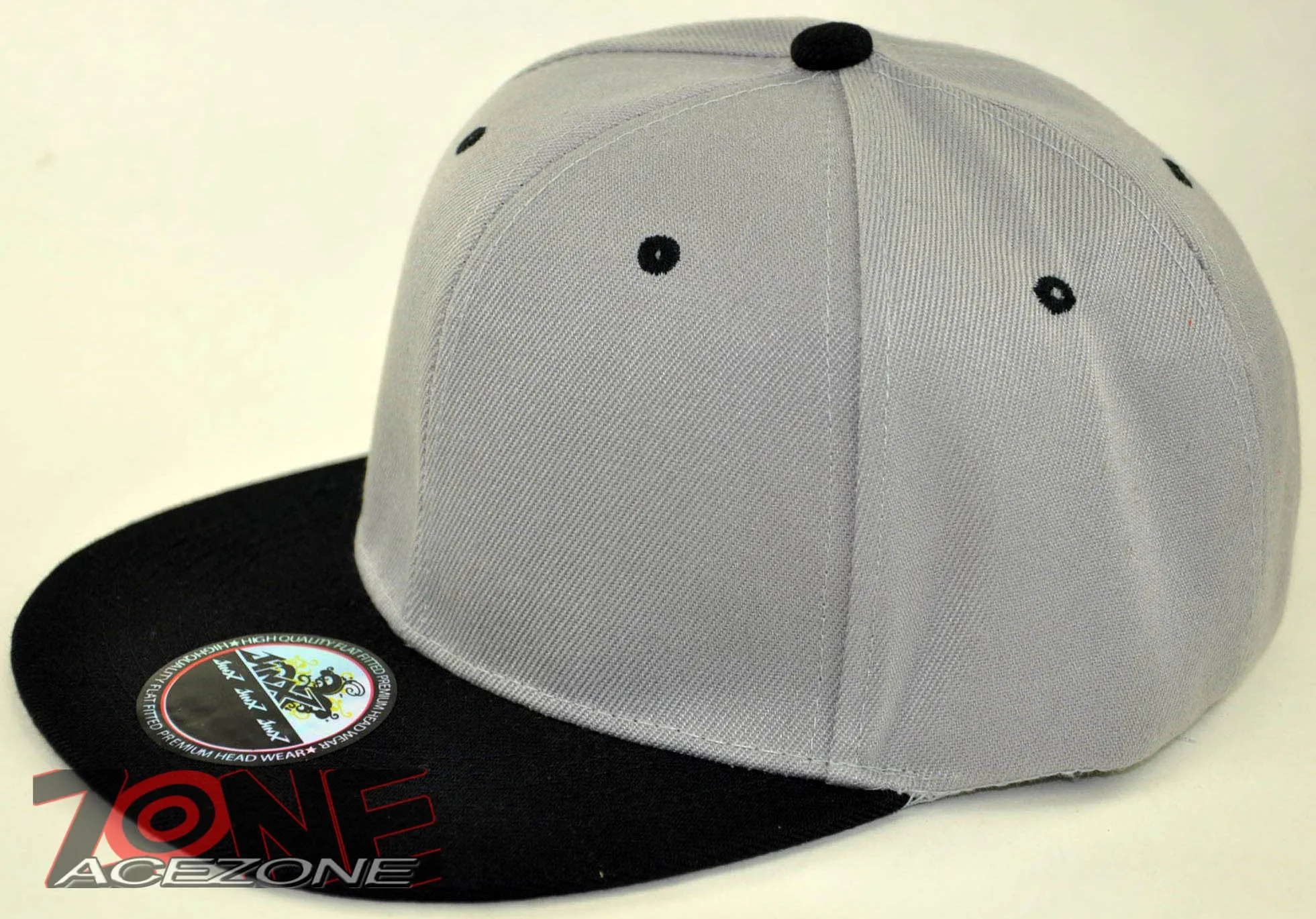 NEW! FLAT BILL SNAPBACK BALL SPORT CAP HAT GRAY BLACK