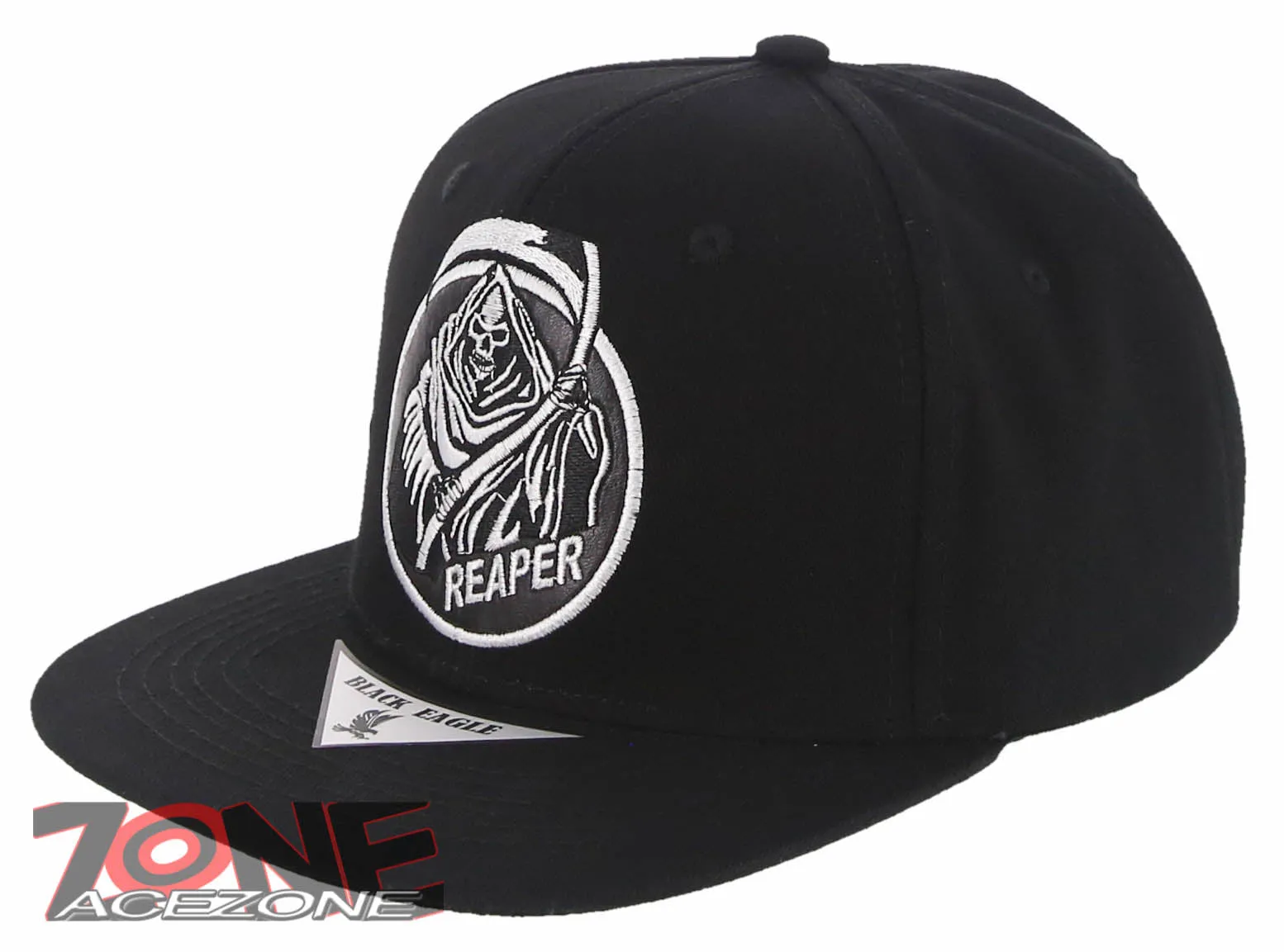 NEW! GRIM REAPER DEATH SKULL FLAT BILL SNAPBACK BASEBALL CAP HAT BLACK