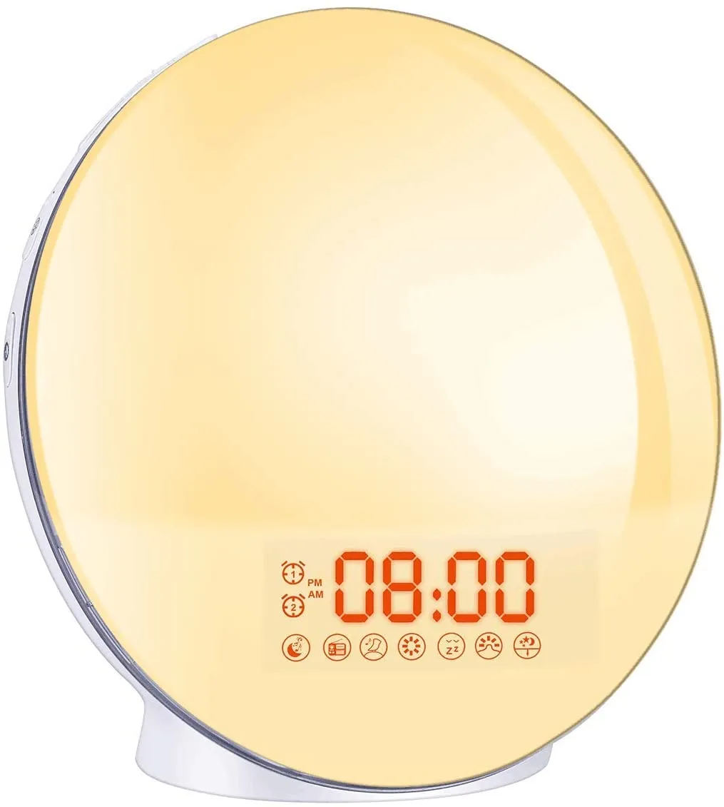 New in box! Cadrim Wake up Light Alarm Clock with Natural Sunrise Simulation and Sunset Fading Night Light (White)