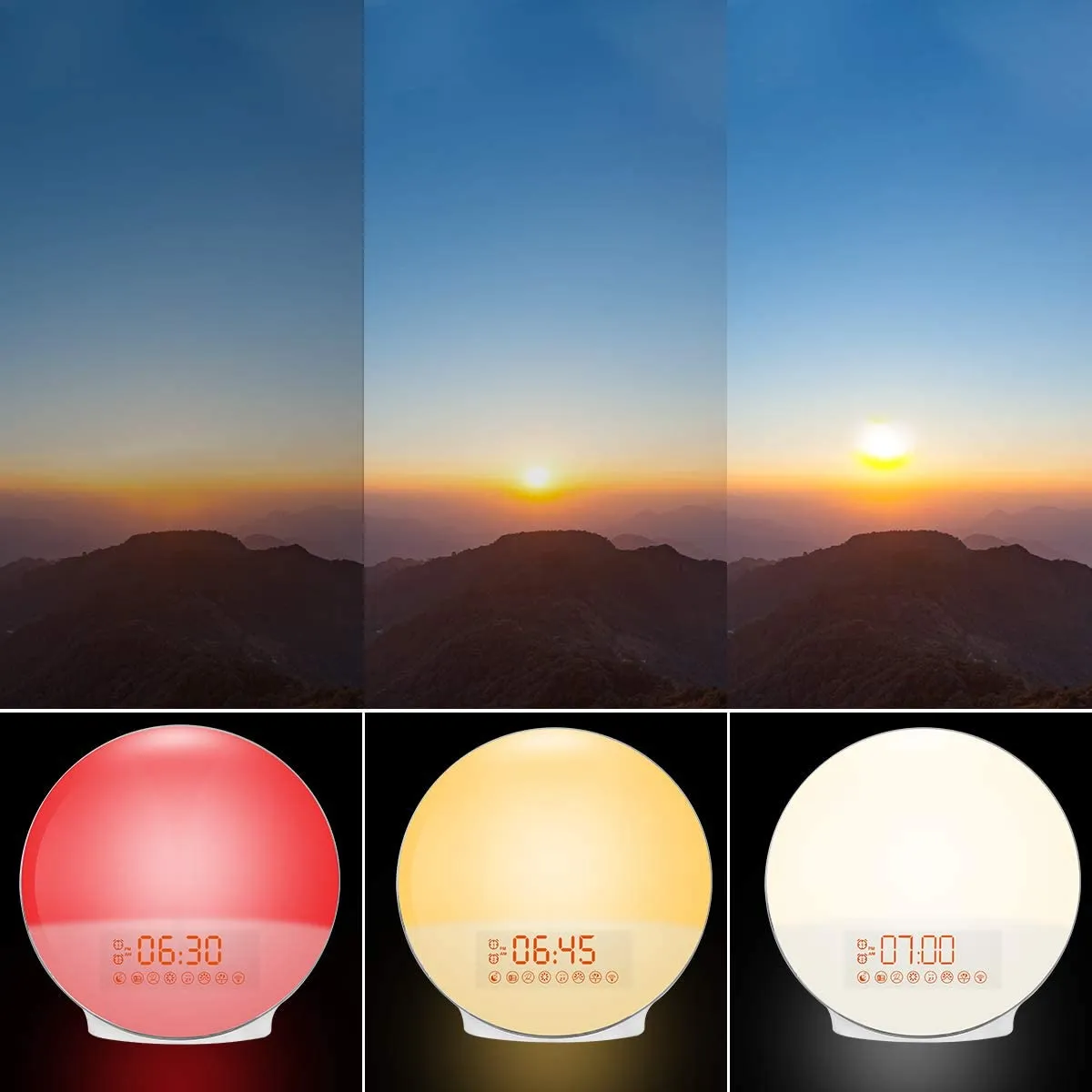 New in box! Cadrim Wake up Light Alarm Clock with Natural Sunrise Simulation and Sunset Fading Night Light (White)