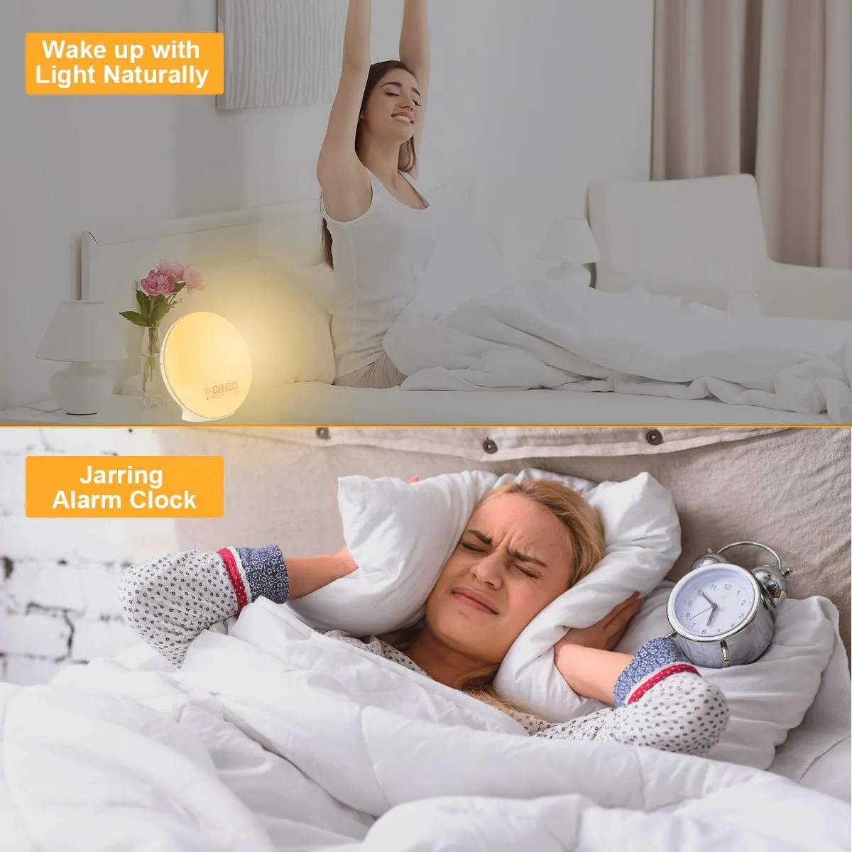 New in box! Cadrim Wake up Light Alarm Clock with Natural Sunrise Simulation and Sunset Fading Night Light (White)