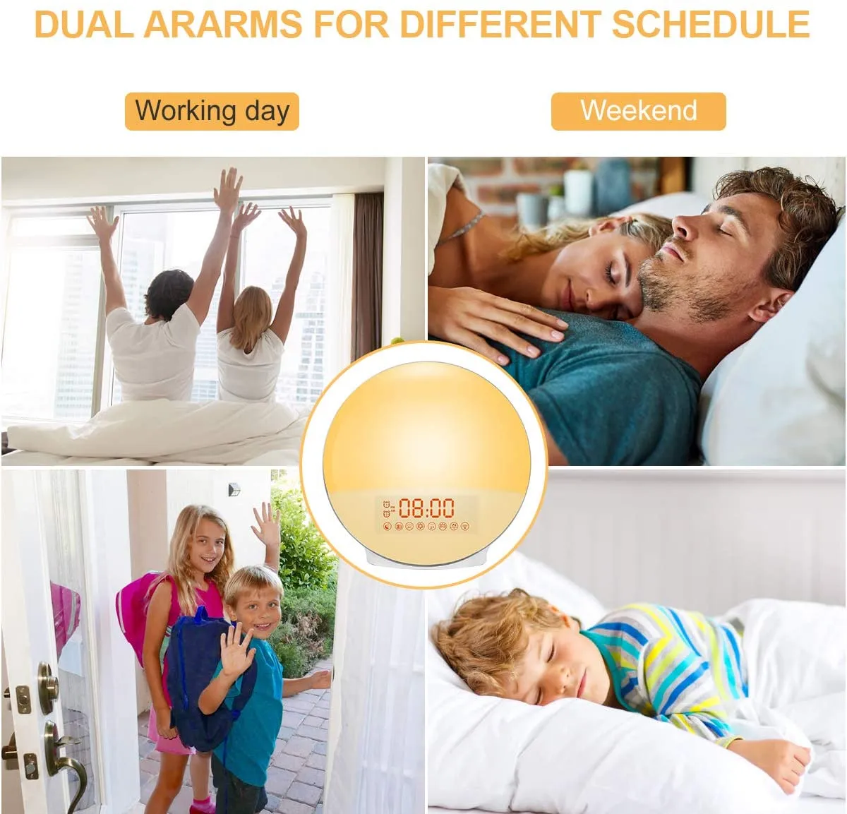 New in box! Cadrim Wake up Light Alarm Clock with Natural Sunrise Simulation and Sunset Fading Night Light (White)