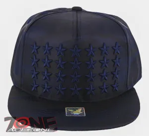 NEW! MULTIPLE STAR FLAT BILL SNAPBACK BASEBALL CAP HAT CAMOUFLAGE NAVY