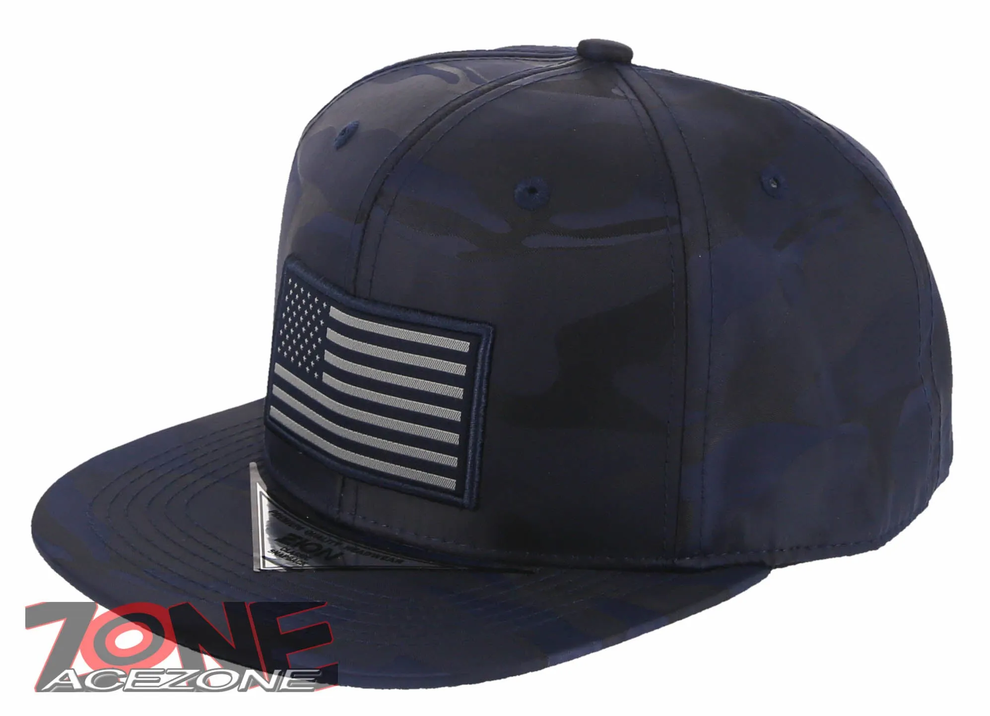 NEW! USA FLAG FLAT BILL SNAPBACK BASEBALL CAP HAT CAMOUFLAGE NAVY