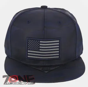 NEW! USA FLAG FLAT BILL SNAPBACK BASEBALL CAP HAT CAMOUFLAGE NAVY