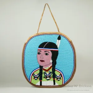 Plateau Beaded Flat Bag with Indian Maiden