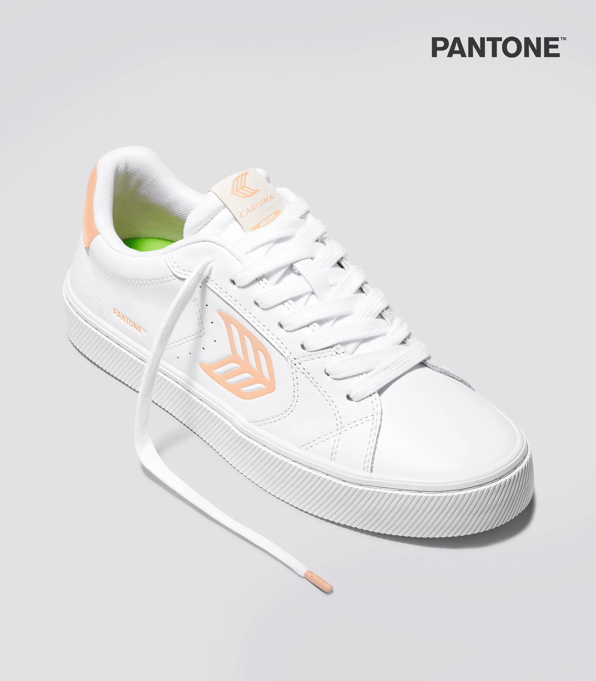 SALVAS Pantone White Leather Peach Fuzz Logo Sneaker Men