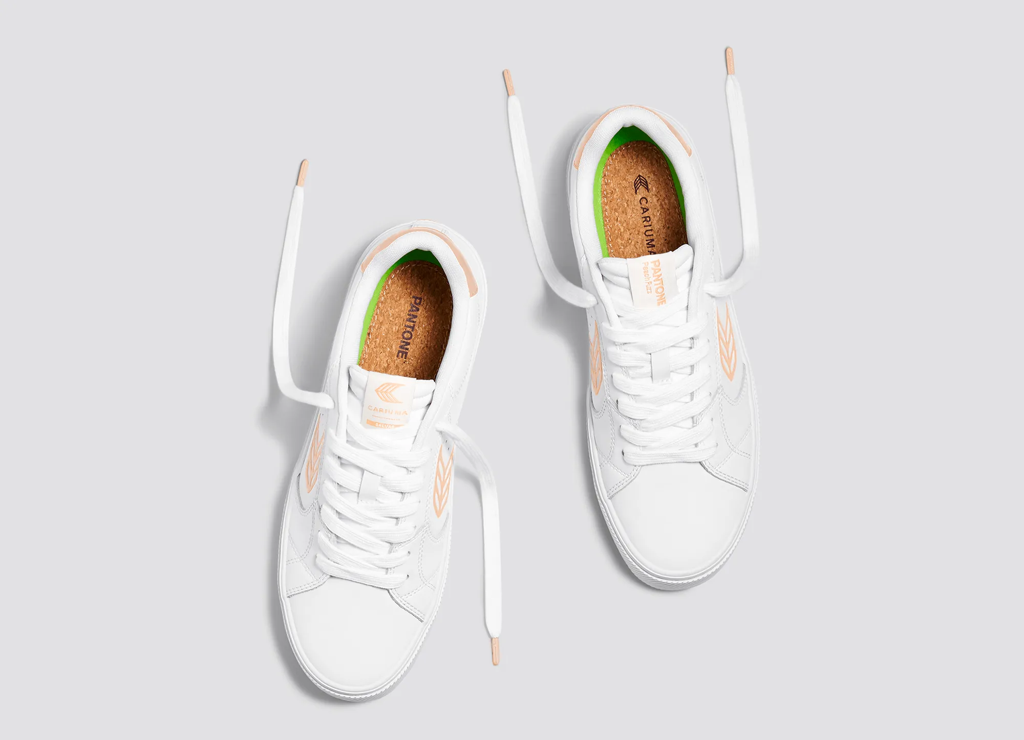 SALVAS Pantone White Leather Peach Fuzz Logo Sneaker Men