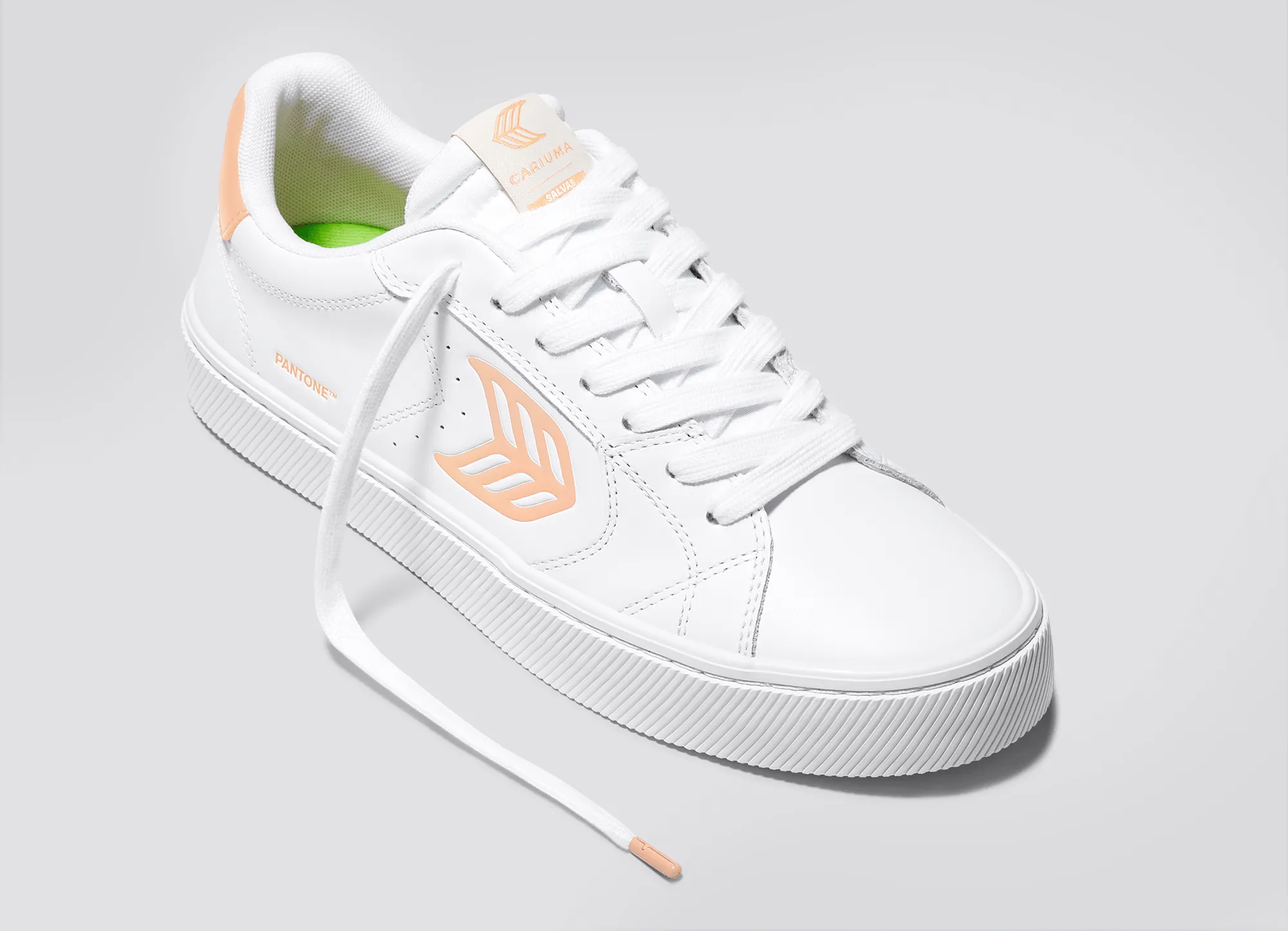 SALVAS Pantone White Leather Peach Fuzz Logo Sneaker Men