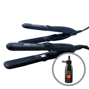 Tyche Black Plus  Ceramic Flat Iron w/ Flat Iron Spray (1/2"   1" Combo)