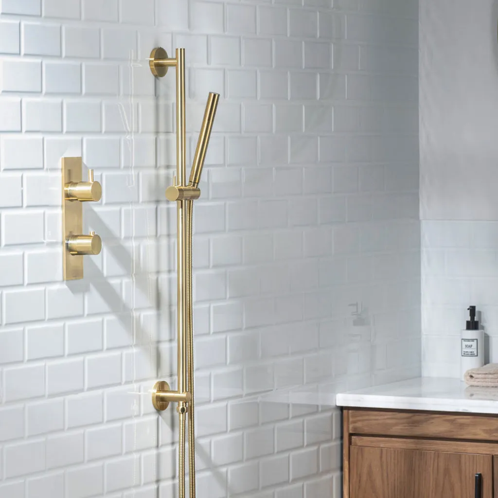 Universal Round Hand Shower Column Set - Wall Mount - 24" Brass/Polished Chrome