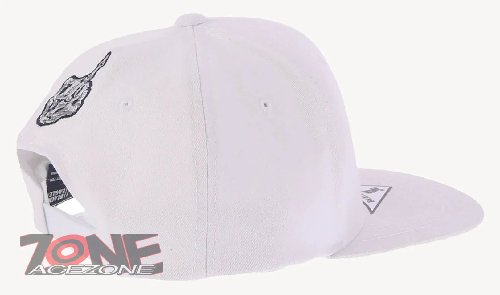 USA SKELETON HAND MIDDLE FINGER COTTON FLAT BILL SNAPBACK BASEBALL CAP HAT WHITE