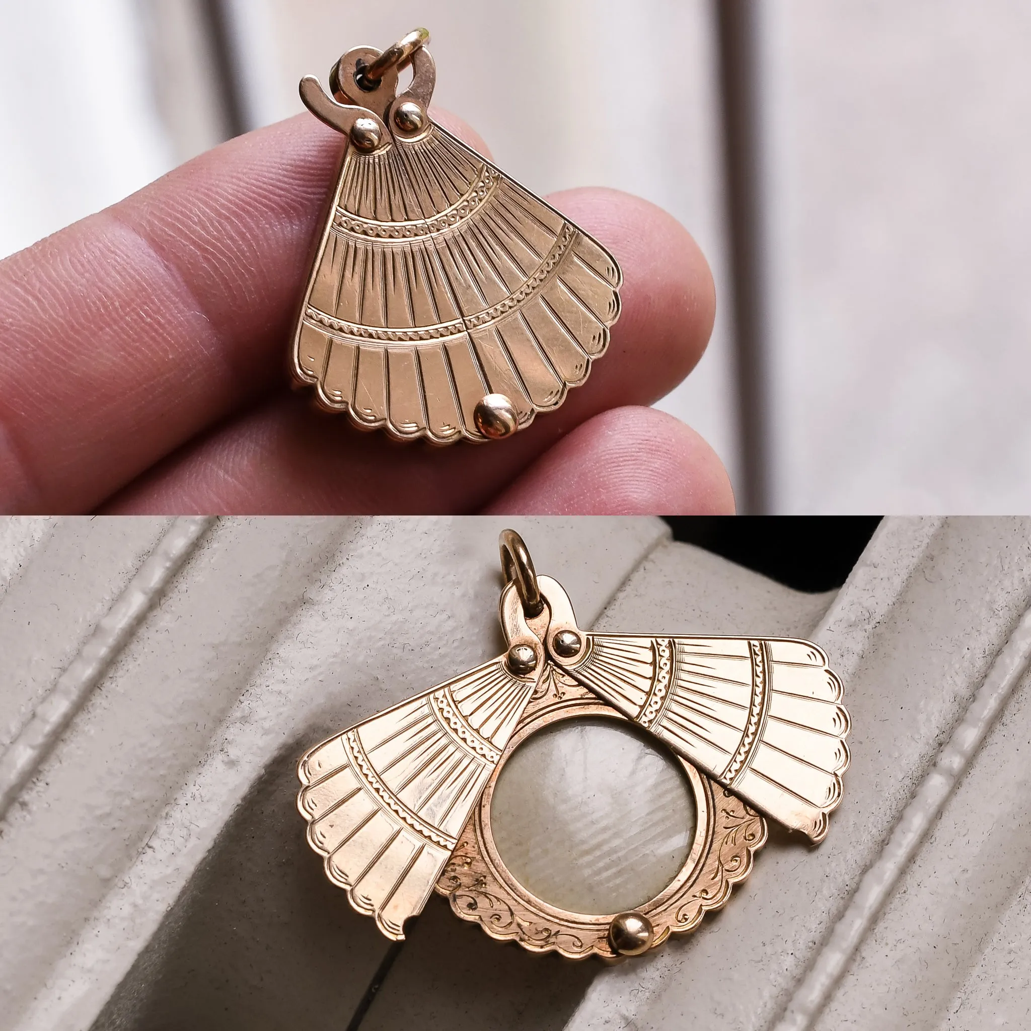 Victorian Gold Fan Locket