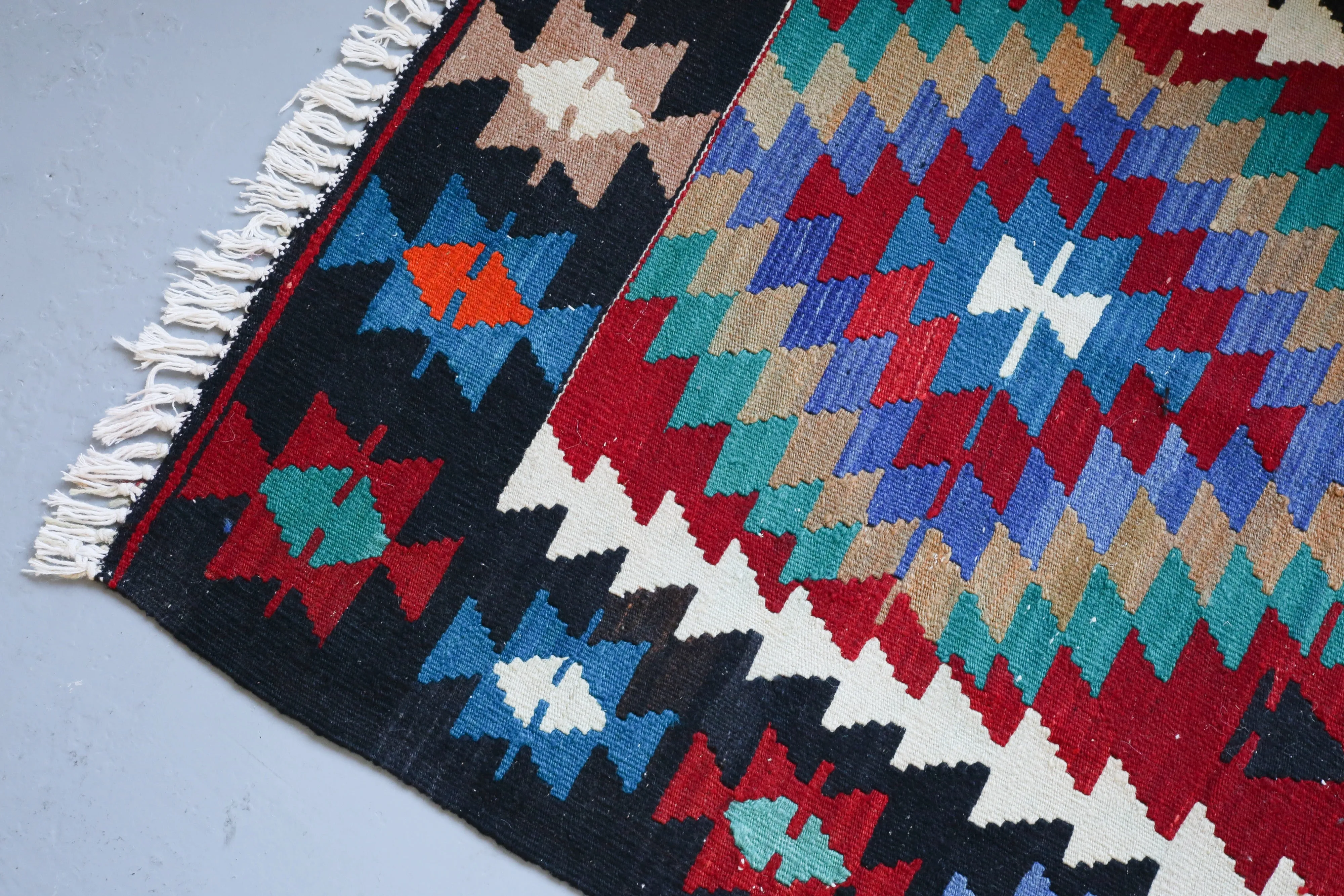 Vintage Mini Turkish Kilim Rug 3ftx4.5ft
