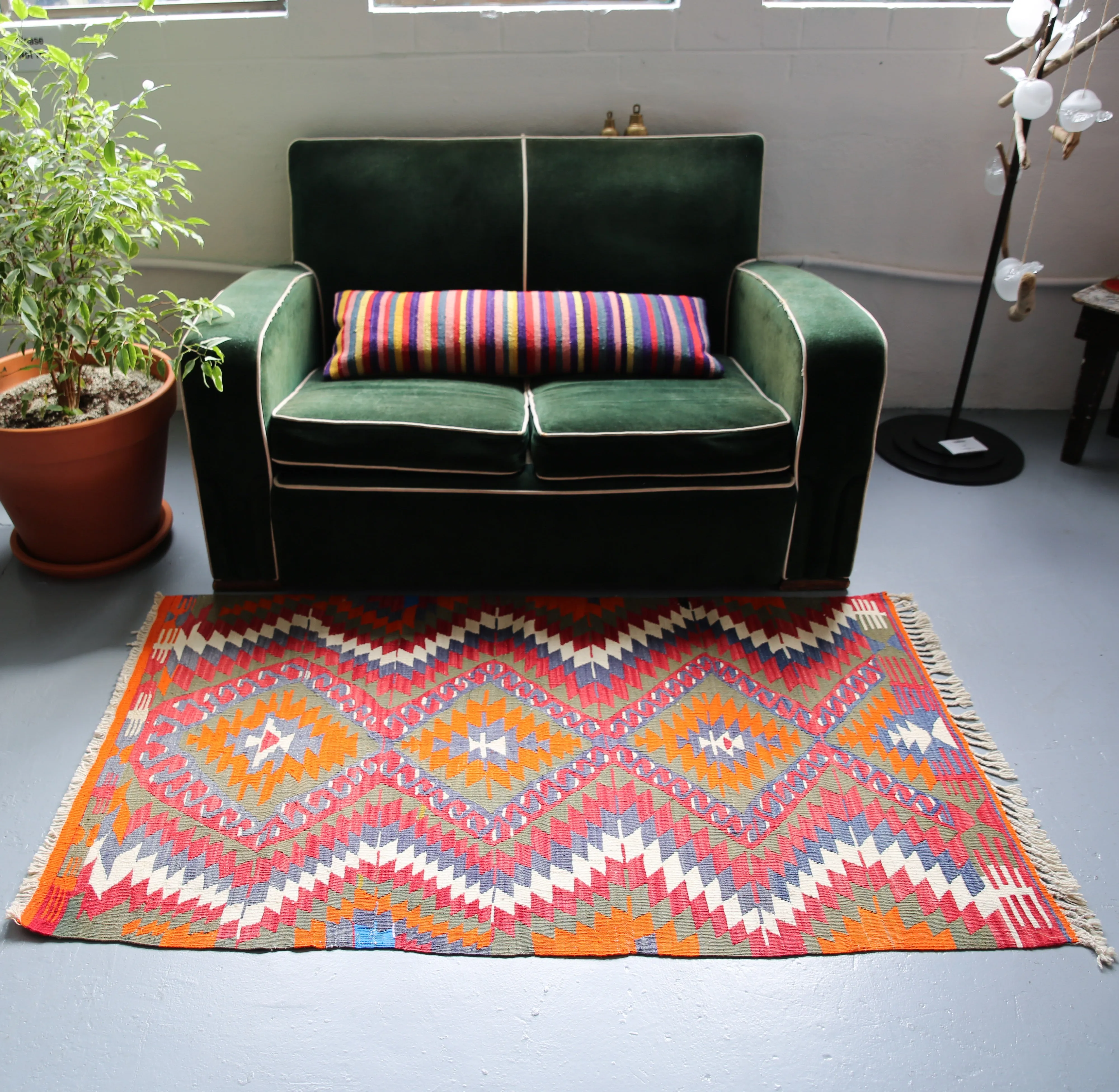 Vintage Mini Turkish Kilim Rug 3ftx5.3ft