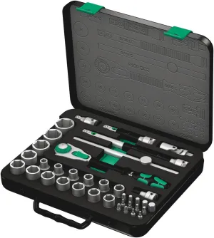Wera 05003645001 8100 SC 2 Zyklop Speed Ratchet Set, 1/2" drive, metric, 37 pieces