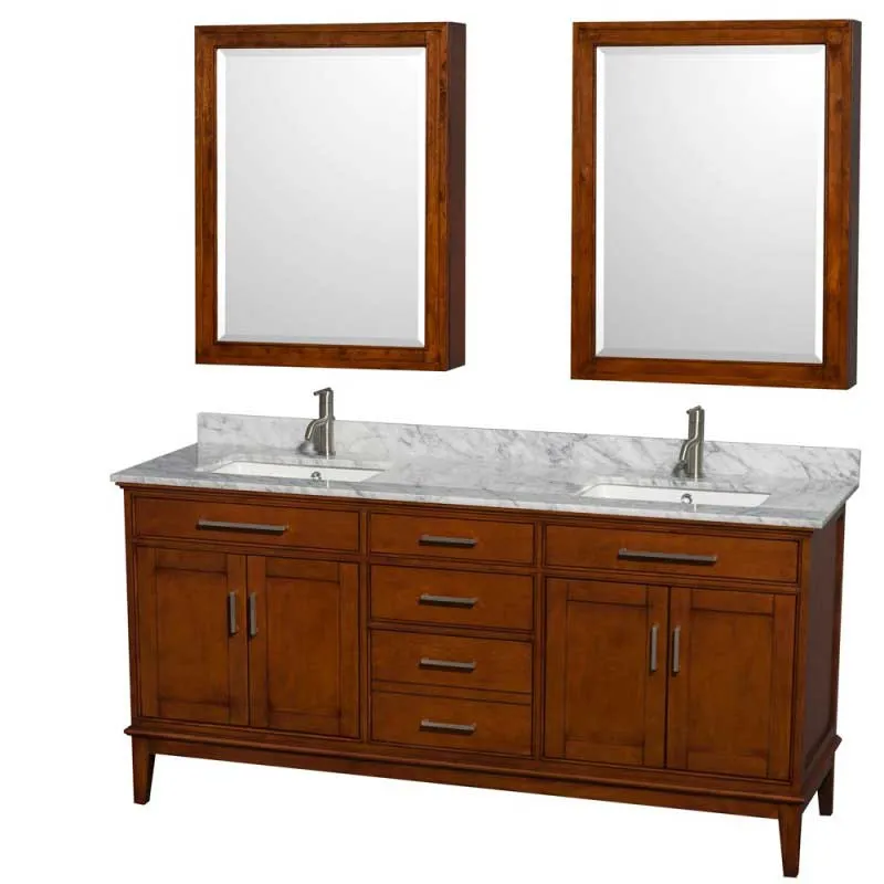 Wyndham Collection Hatton 72" Double Bathroom Vanity - Light Chestnut WC-1616-72-DBL-VAN-CLT