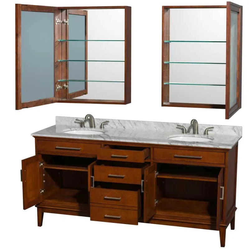 Wyndham Collection Hatton 72" Double Bathroom Vanity - Light Chestnut WC-1616-72-DBL-VAN-CLT